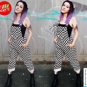 Teen Hearts Checkered Overalls